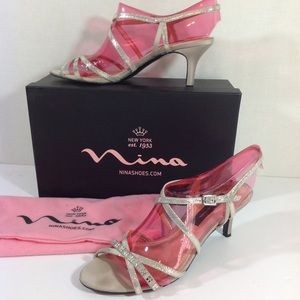 Nina Curran Gold Crystal Shoes size 8